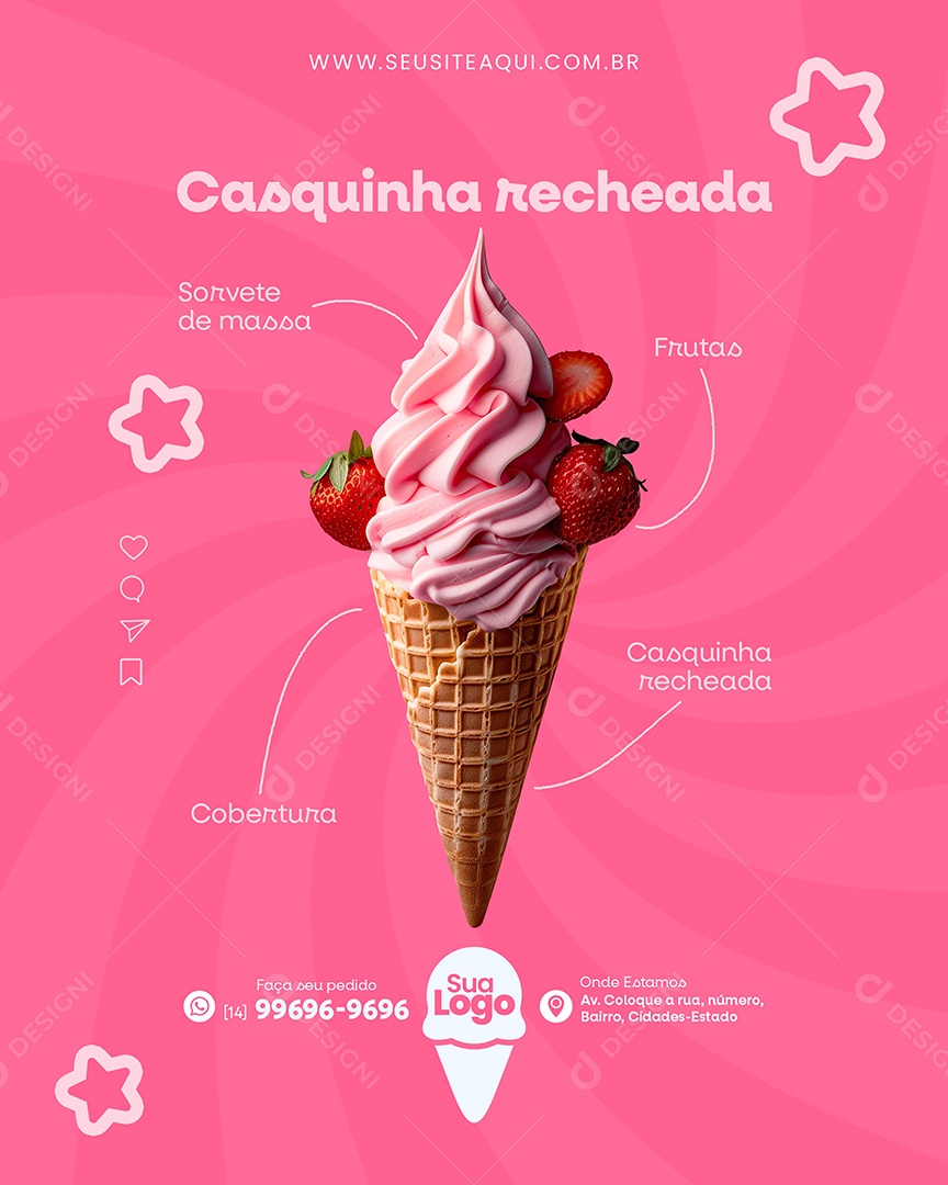 Sorveteria Social Media PSD Editável