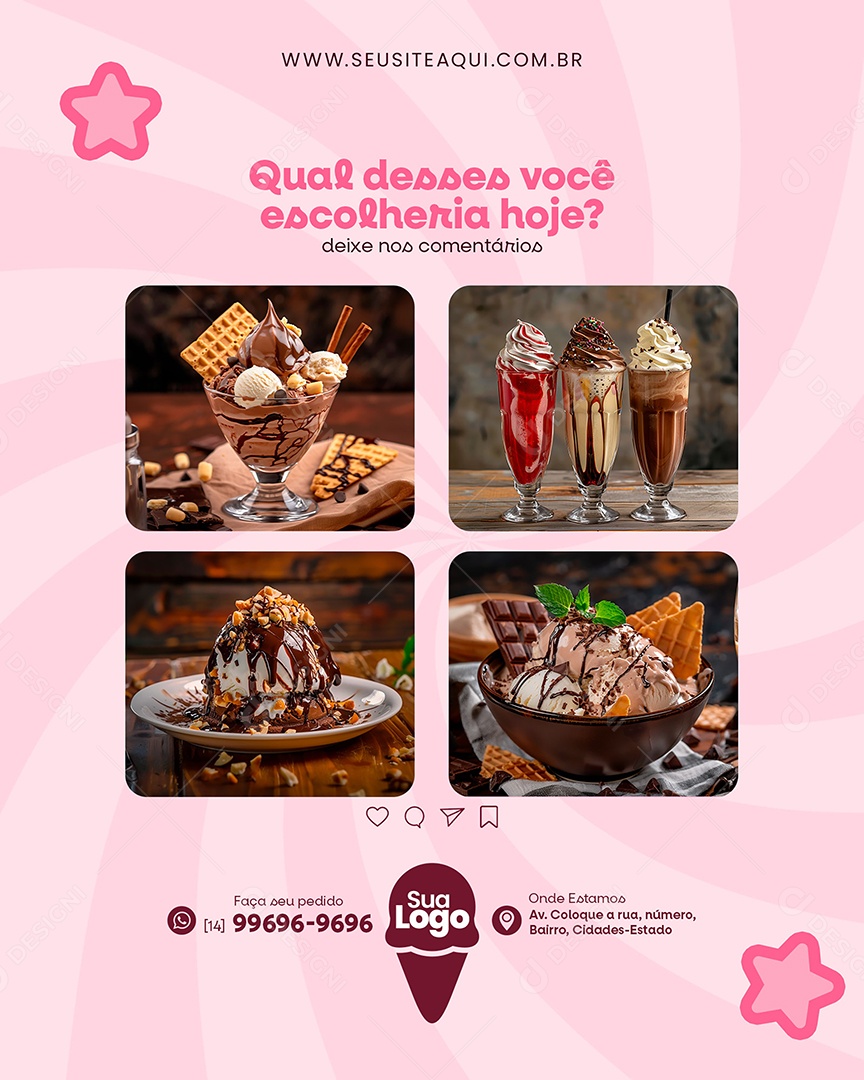 Sorveteria Social Media PSD Editável