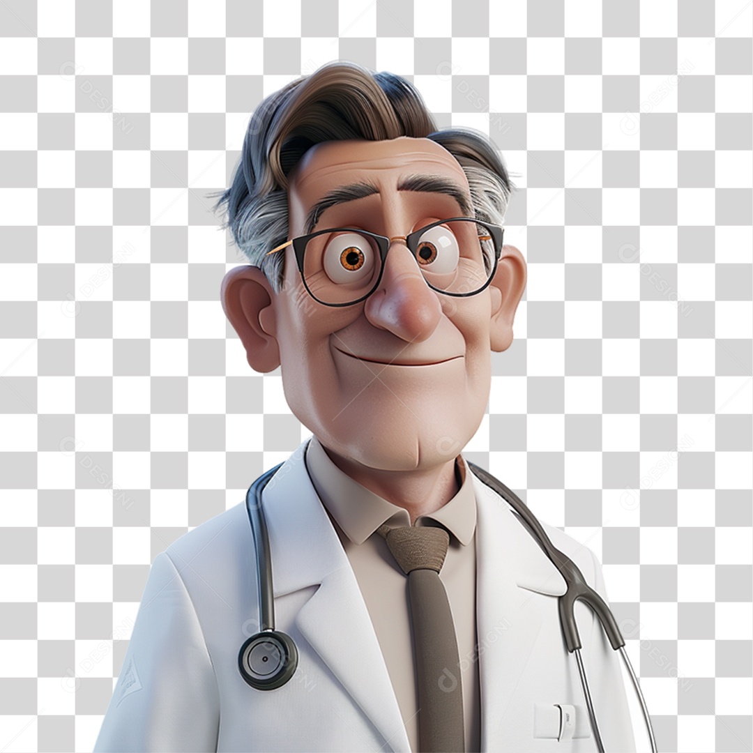 Personagem 3D Homem Médico PNG Transparente
