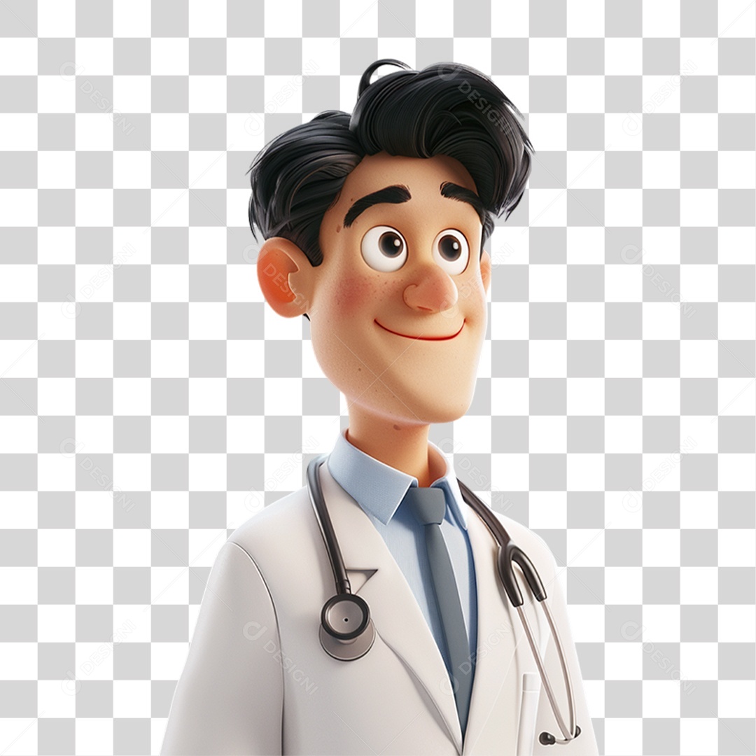 Personagem 3D Homem Médico PNG Transparente