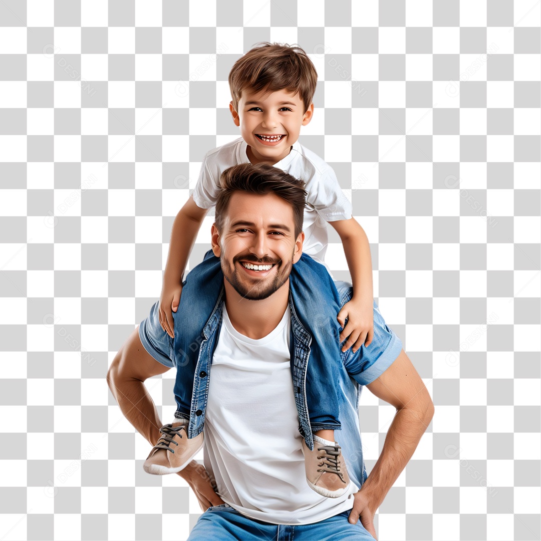 Pai e Filho Dia dos Pais PNG Transparente