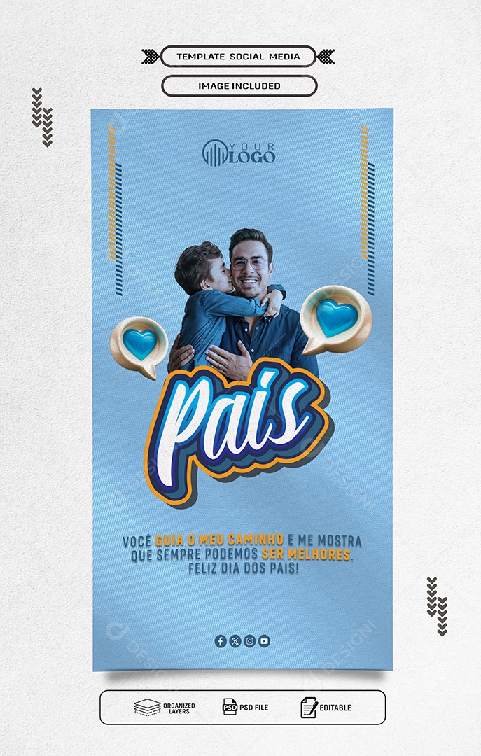 Story Dia dos Pais 11 de Agosto Você Guia o Meu Caminho Social Media PSD Editável