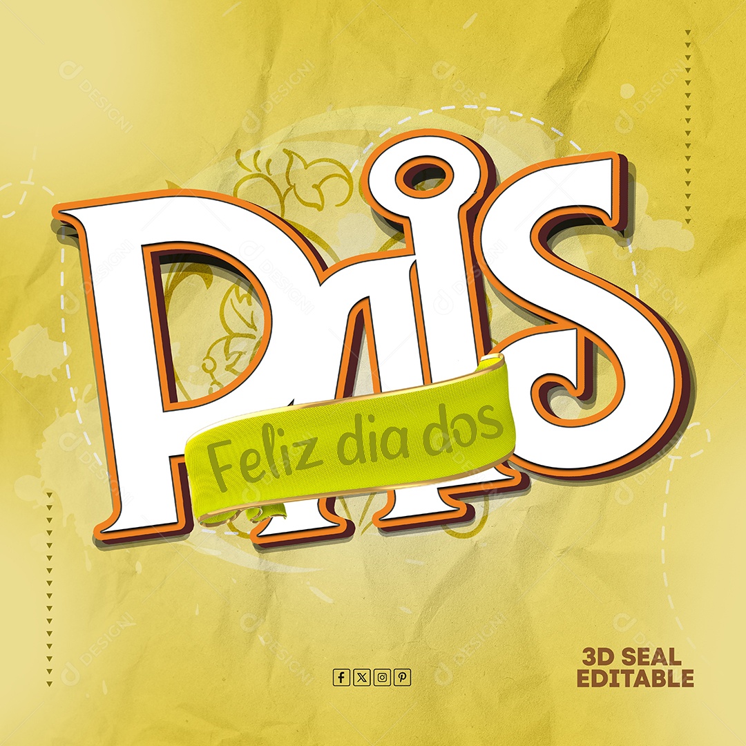 Feliz Dia dos Pais Selo 3D para Composição PSD