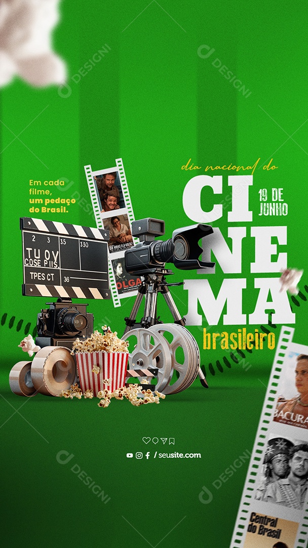 Story Dia Nacional do Cinema Brasileiro Em Cada Filme um Pedaço do Brasil Social Media PSD Editável