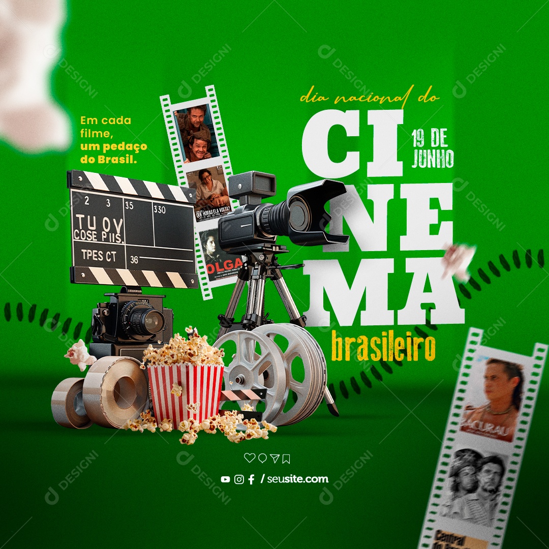 Dia Nacional do Cinema Brasileiro Em Cada Filme um Pedaço do Brasil Social Media PSD Editável