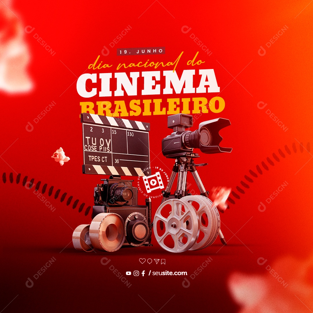 Dia Nacional do Cinema Brasileiro 19 de Junho Social Media PSD Editável