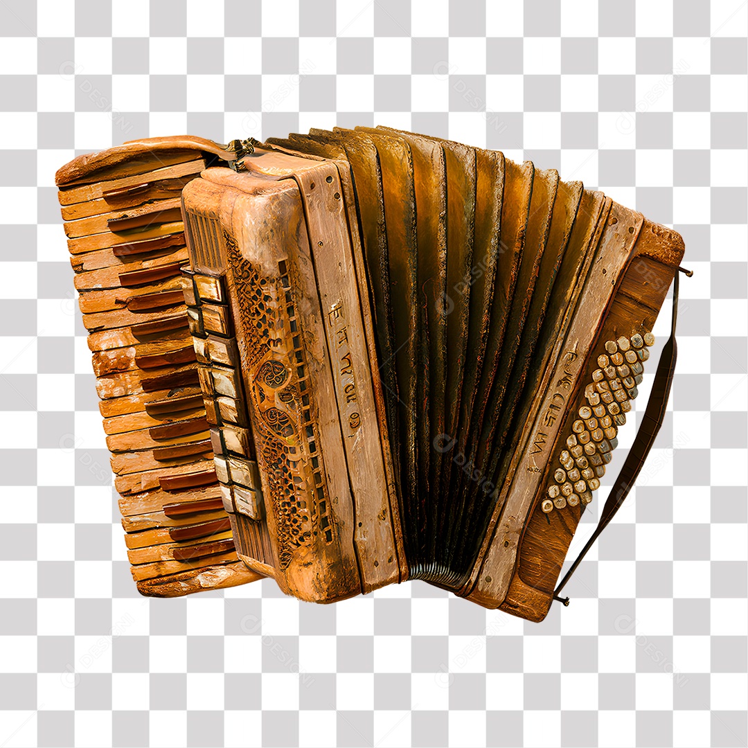 Elemento 3D Acordeão De São João para Composição PNG Transparente