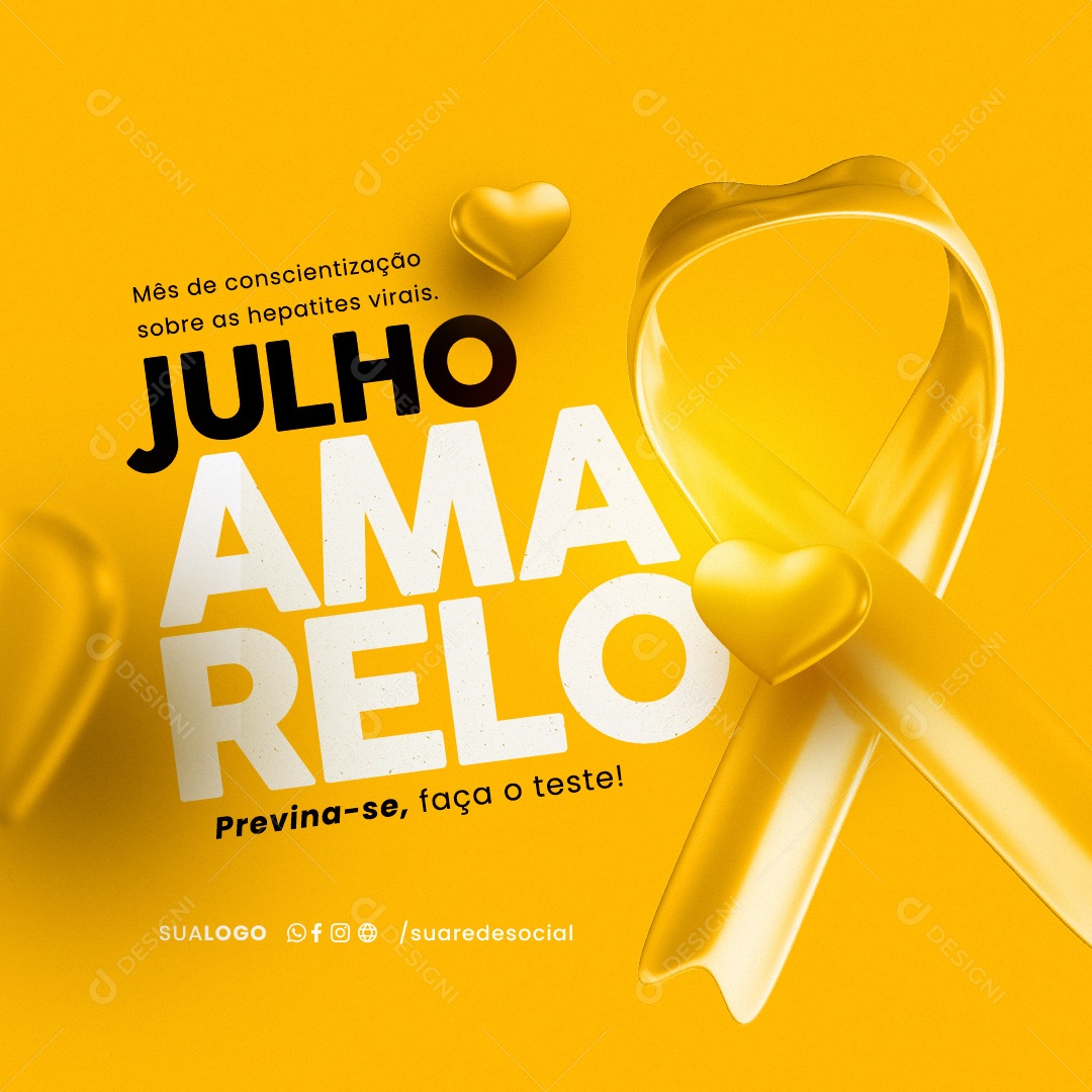 Julho Amarelo Mês de Conscientização Sobre os Hepatites Virias Social Media PSD Editável