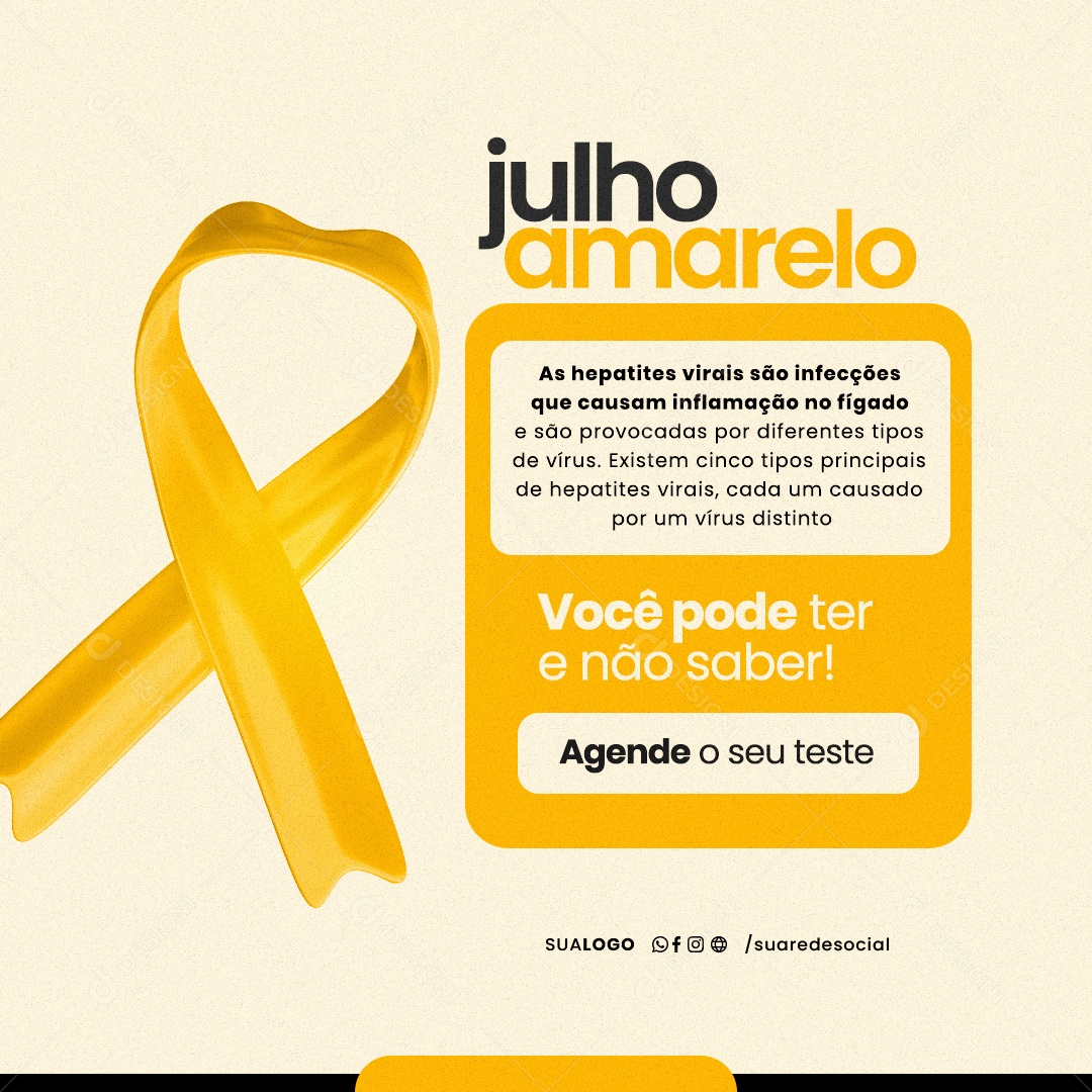 Julho Amarelo Você Pode Ter e Não Saber Social Media PSD Editável