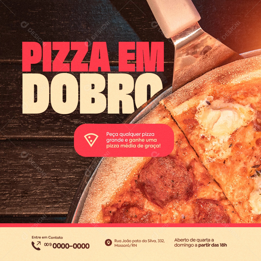 Pizza em Dobro Social Media PSD Editável