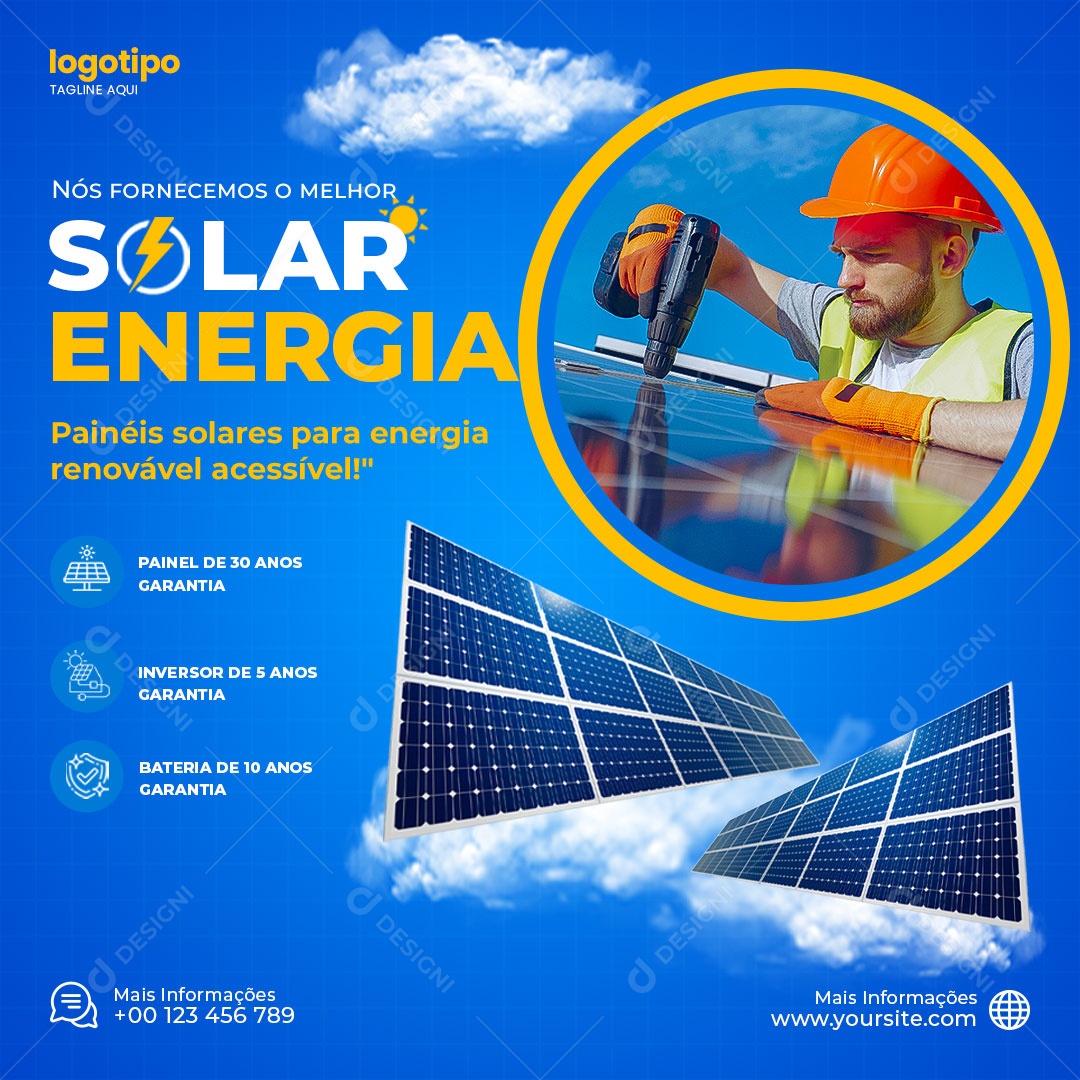 Energia Solar Nós Fornecemos o Melhor Painéis Solares Social Media PSD Editável