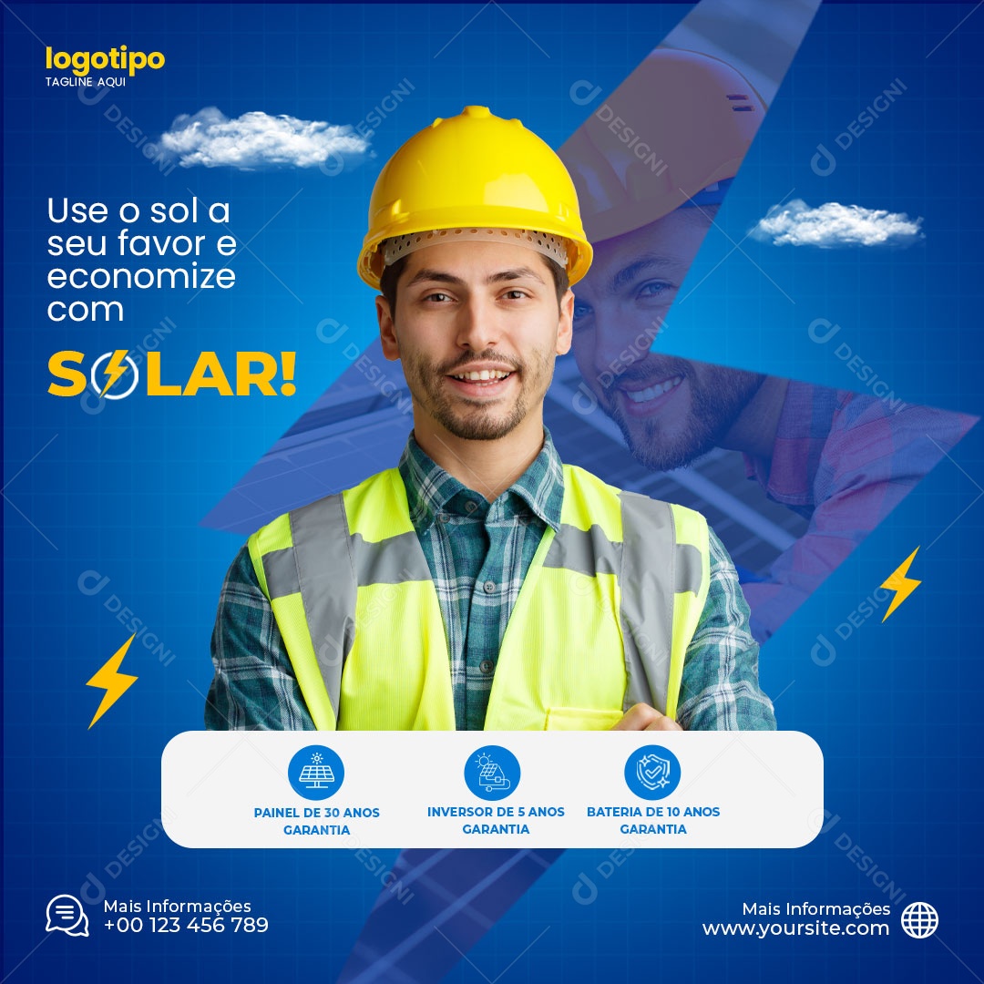 Energia Solar Use o Sol a Seu Favor e Economize com Solar Social Media PSD Editável