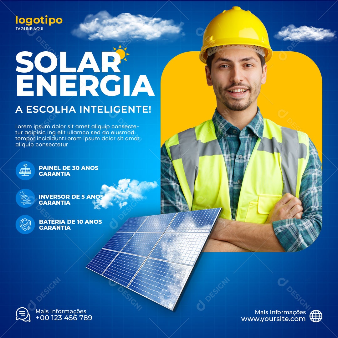 Energia Solar A Escolha Inteligente Social Media PSD Editável