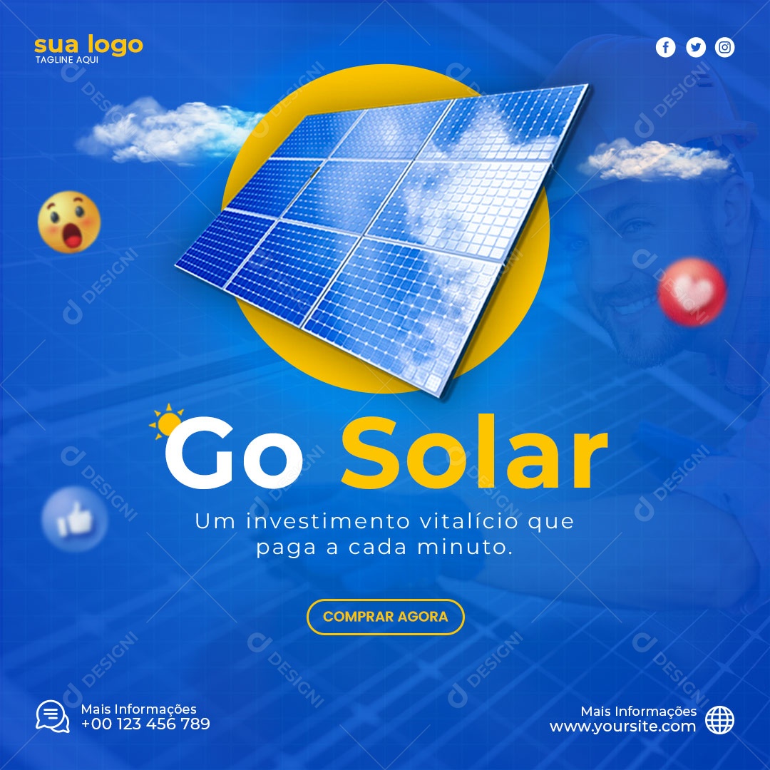 Energia Solar Go Um Investimento Vitalício Que Paga a Cada Minuto Social Media PSD Editável