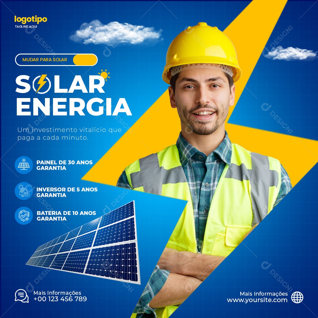 Energia Solar Um Investimento Vitalício Social Media PSD Editável