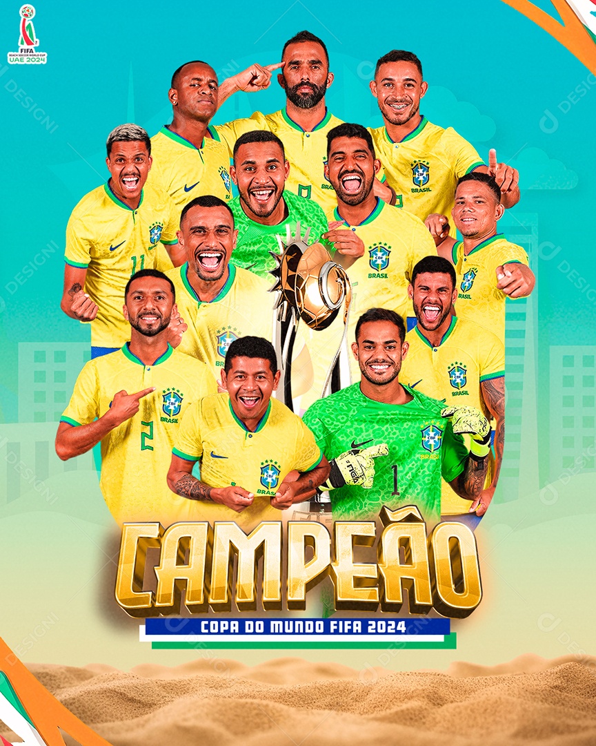 Flyer Brasil Campeão Copa Mundo Futebol de Areia
