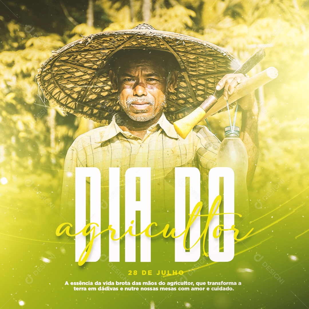 Dia do Agricultor 28 de Julho A Essência da Vida Brota das Mãos Social Media PSD Editável