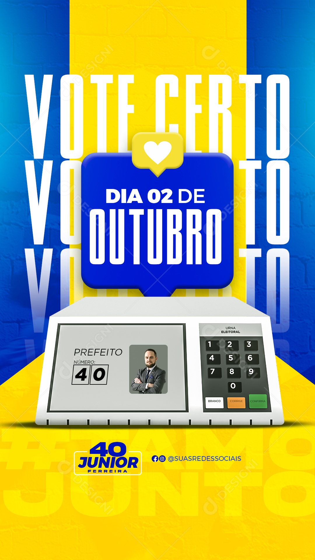 Story Politica Dia 02 de Outubro Vote Certo Social Media PSD Editável