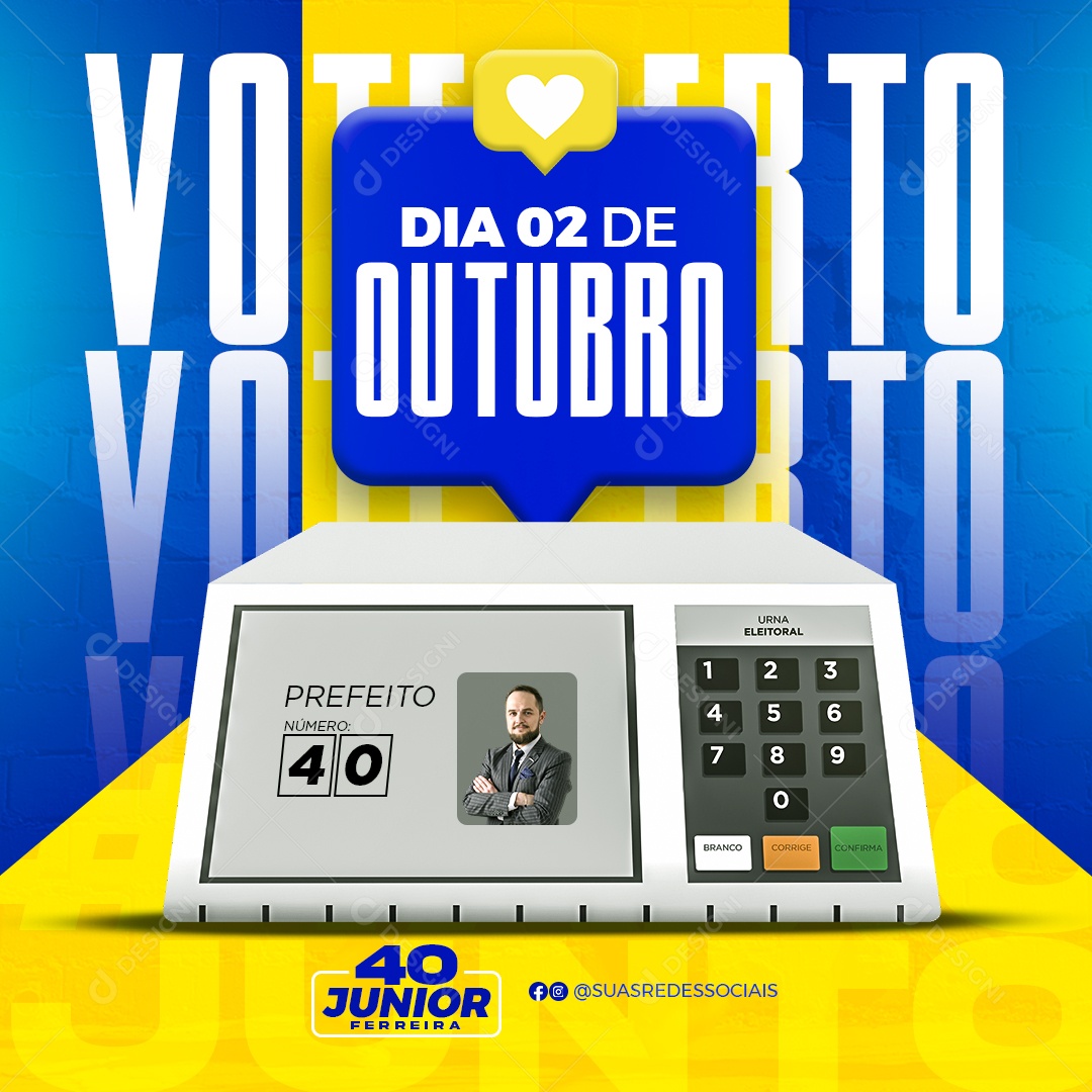 Politica Dia 02 de Outubro Vote Certo Social Media PSD Editável