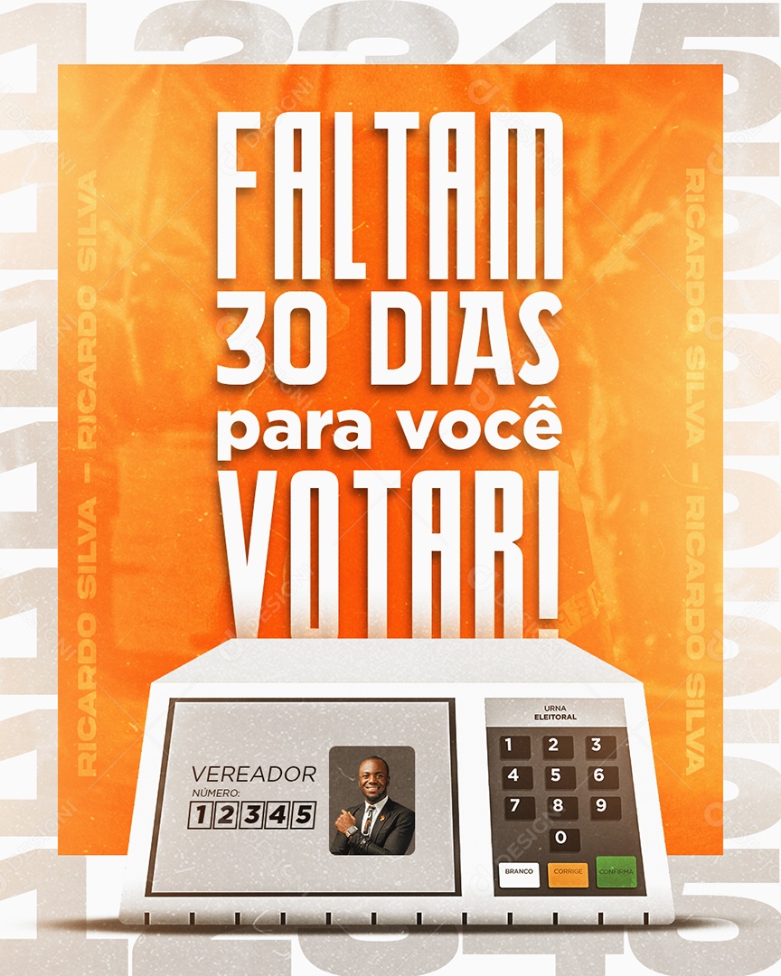 Politica Faltam 30 Dias para Você Votar Social Media PSD Editável