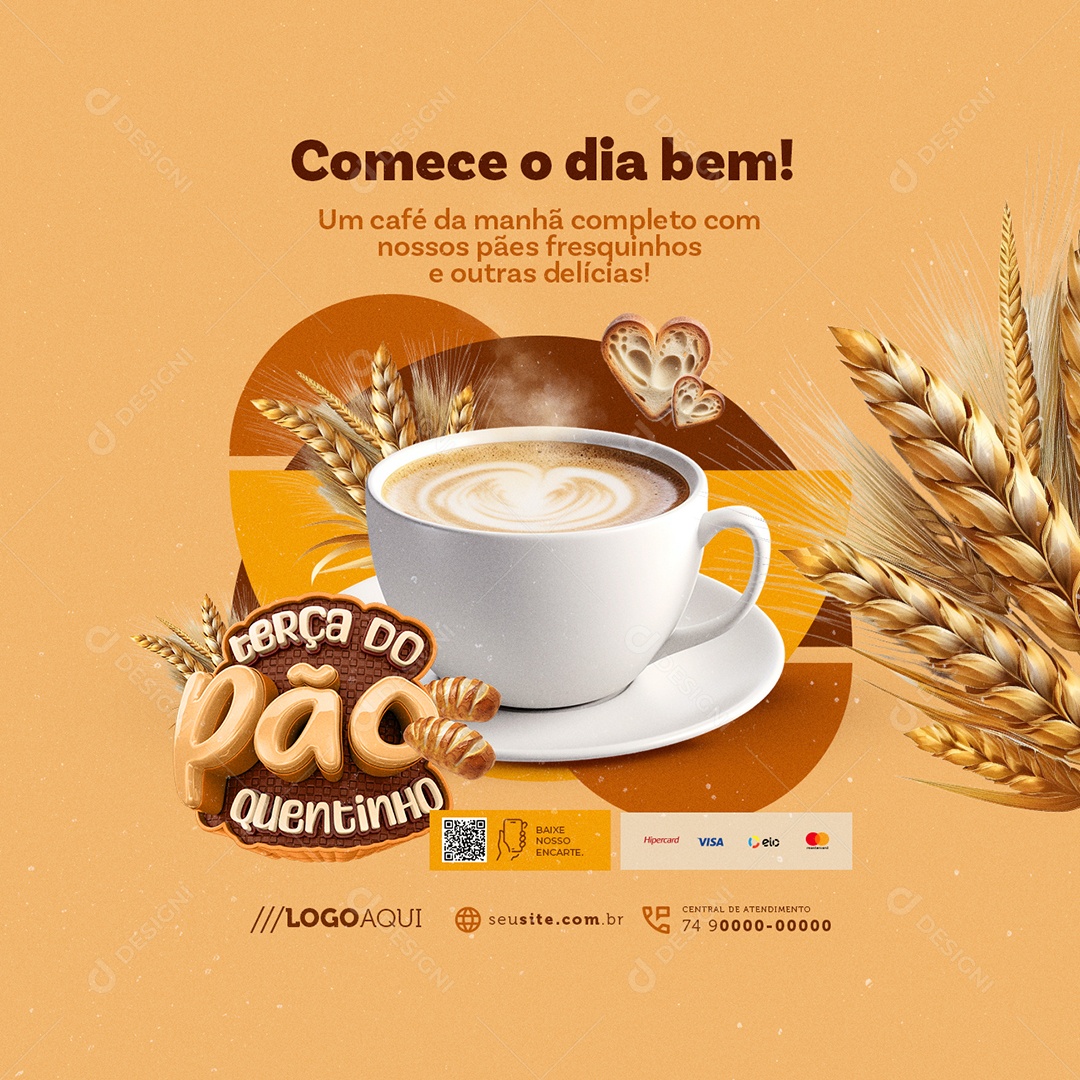 Terça do Pão Quentinho Comece o Dia Bem Social Media PSD Editável