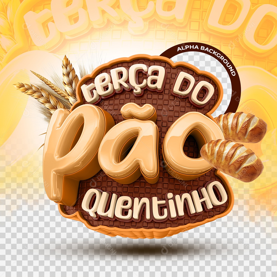 Terça do Pão Quentinho Selo 3D para Composição PSD