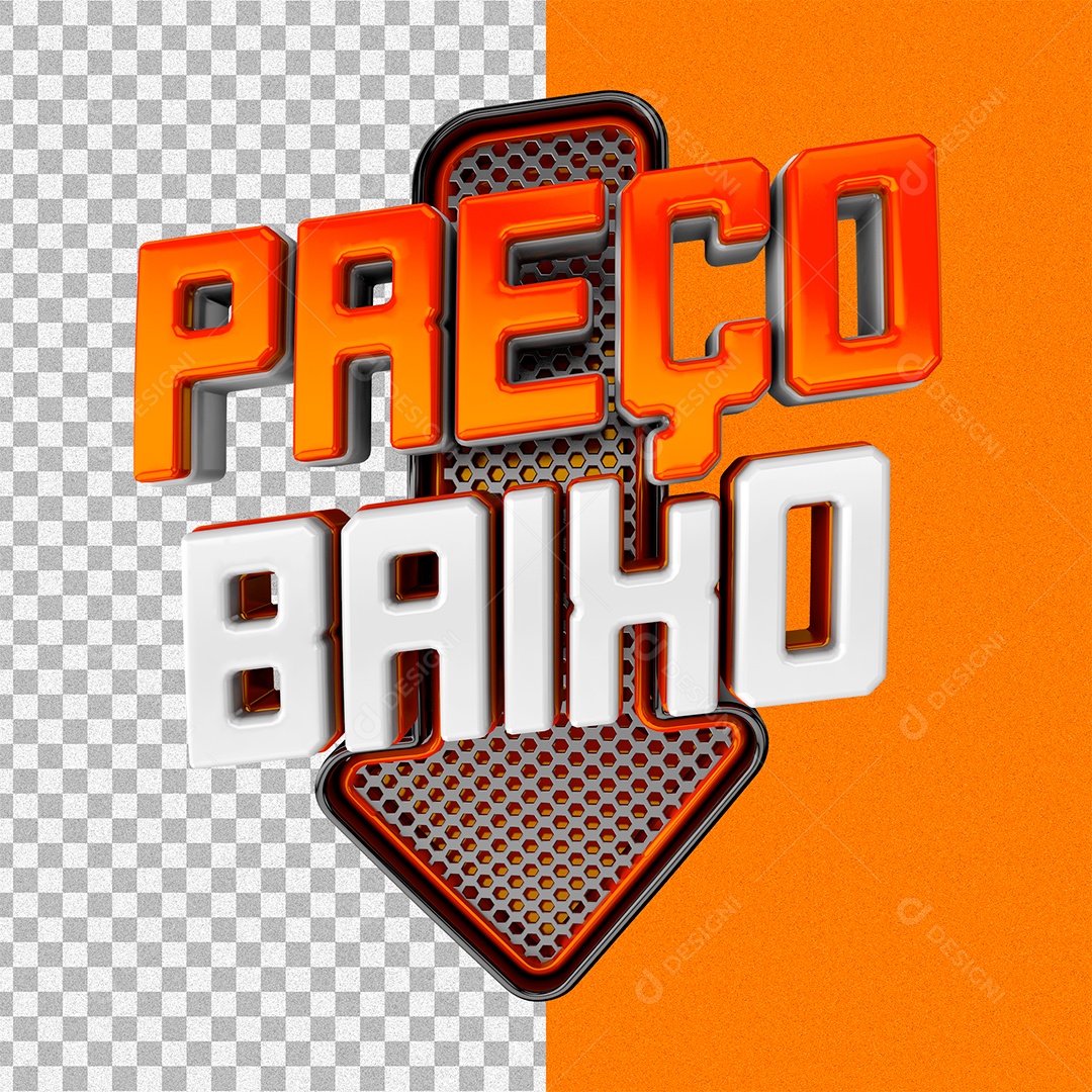 Preço Baixo Selo 3D Laranja e Branco para Composição PSD