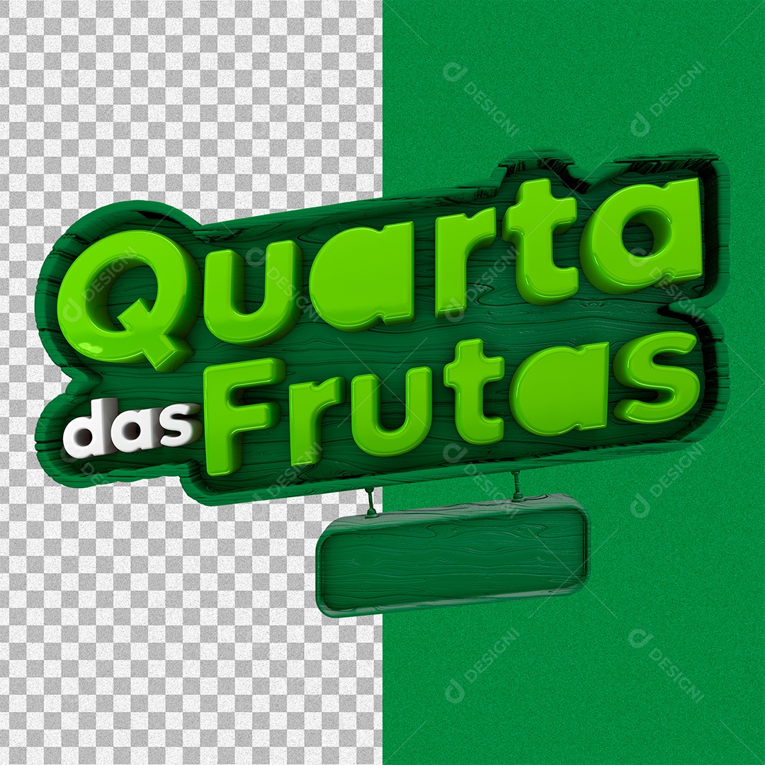 Quarta das Frutas Selo 3D Verde para Composição PSD