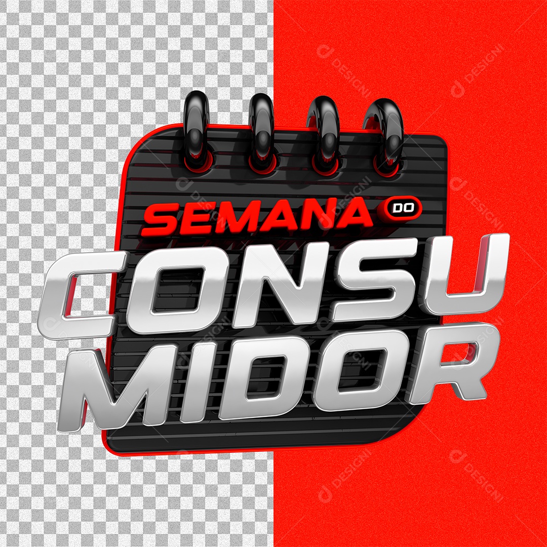 Semana do Consumidor Selo 3D Vermelho e Preto para Composição PSD