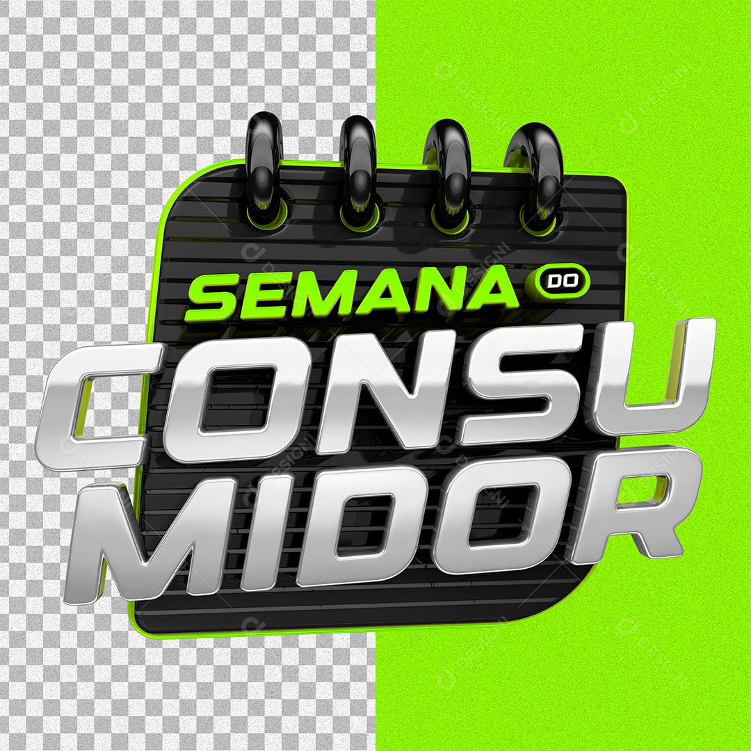 Semana do Consumidor Selo 3D Verde e Preto para Composição PSD