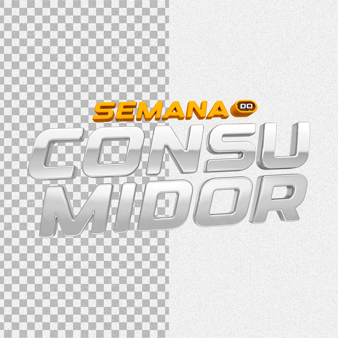 Semana do Consumidor Selo 3D Amarelo e Branco para Composição PSD