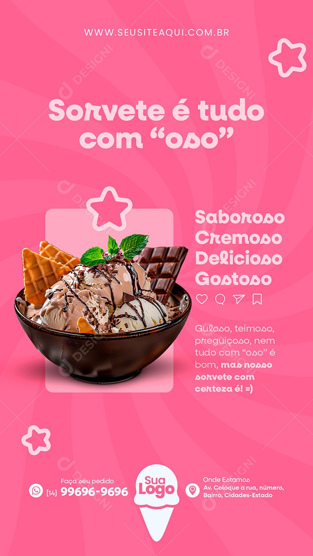 Story Sorveteria Social Media PSD Editável