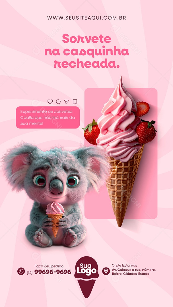 Story Sorveteria Social Media PSD Editável