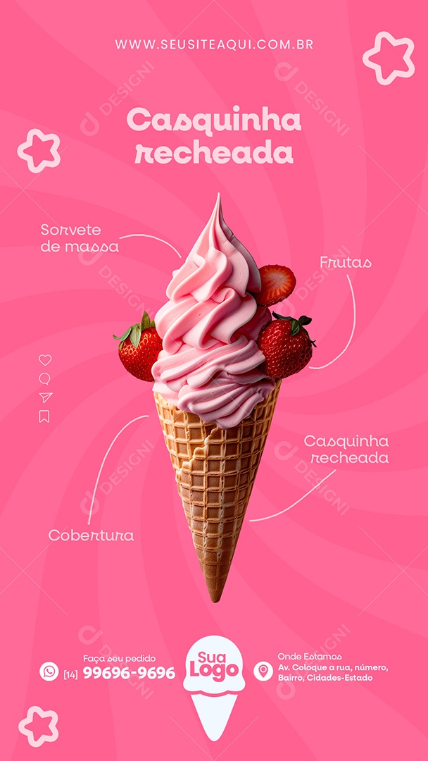 Story Sorveteria Social Media PSD Editável