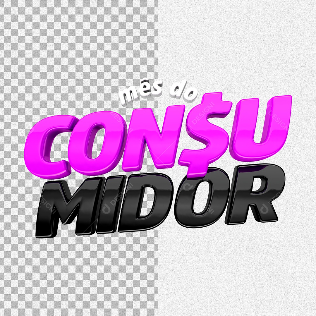 Mês do Consumidor Selo 3D Roxo e Preto para Composição PSD
