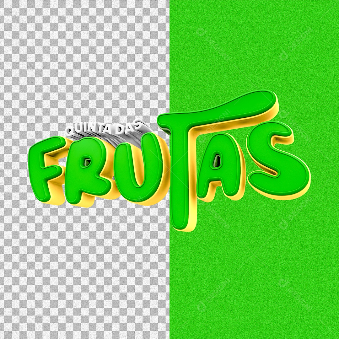 Quinta das Frutas Selo 3D Branco e Verde para Composição PSD