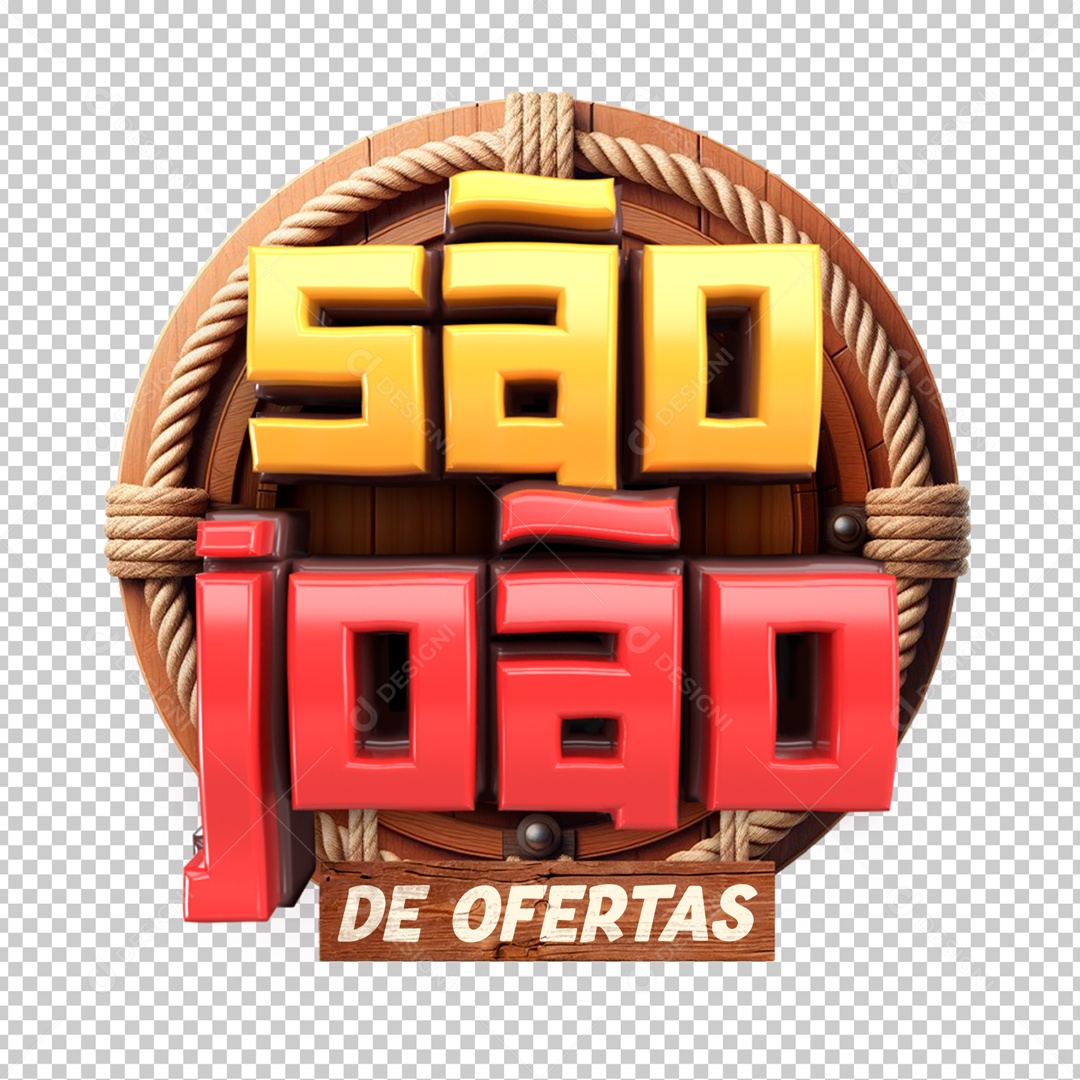 São João Selo 3D para Composição PSD