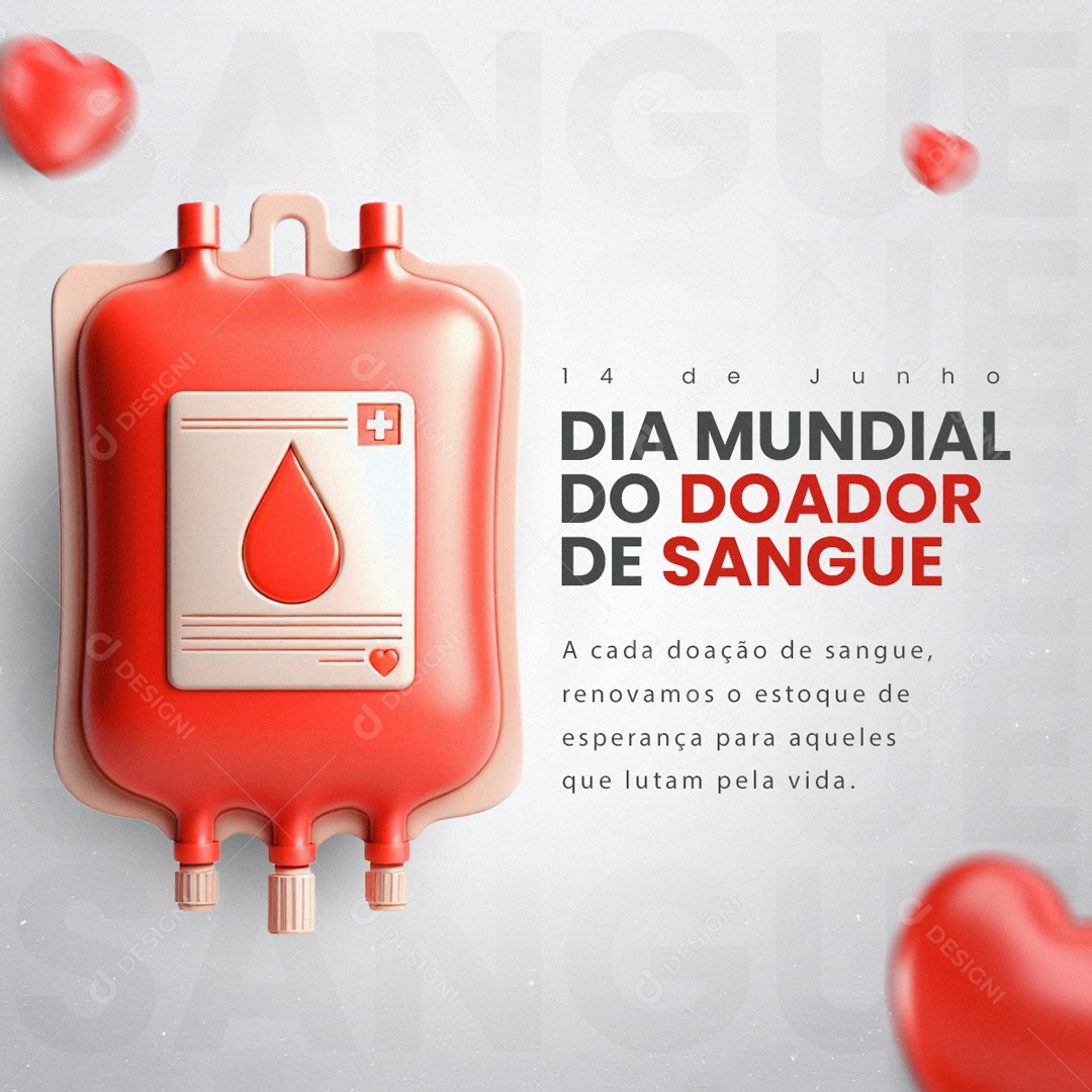 Dia Mundial do Doador de Sangue 14 de Sangue Estoque de Esperança Social Media PSD Editável