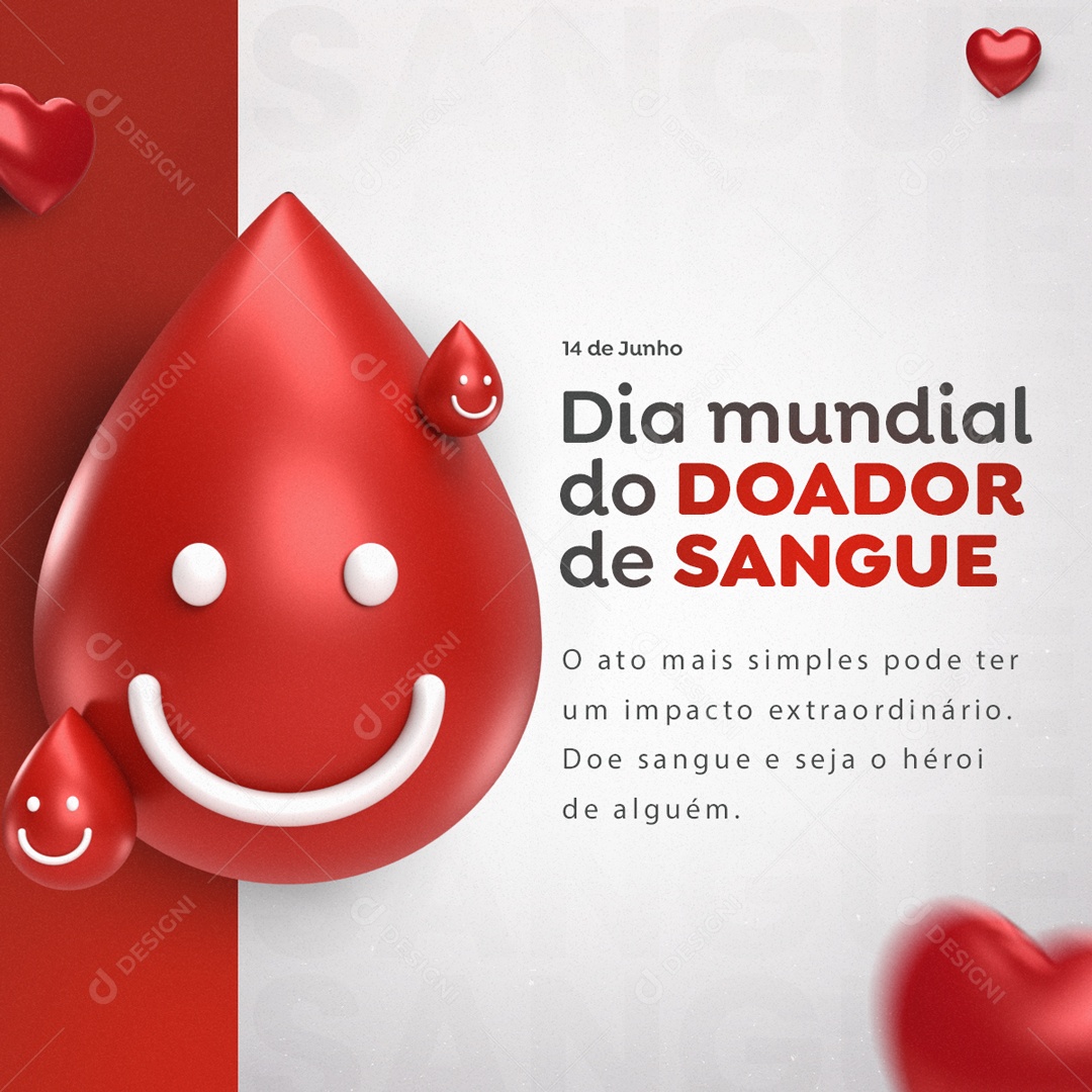 Dia Mundial do Doador de Sangue 14 de Sangue Social Media PSD Editável