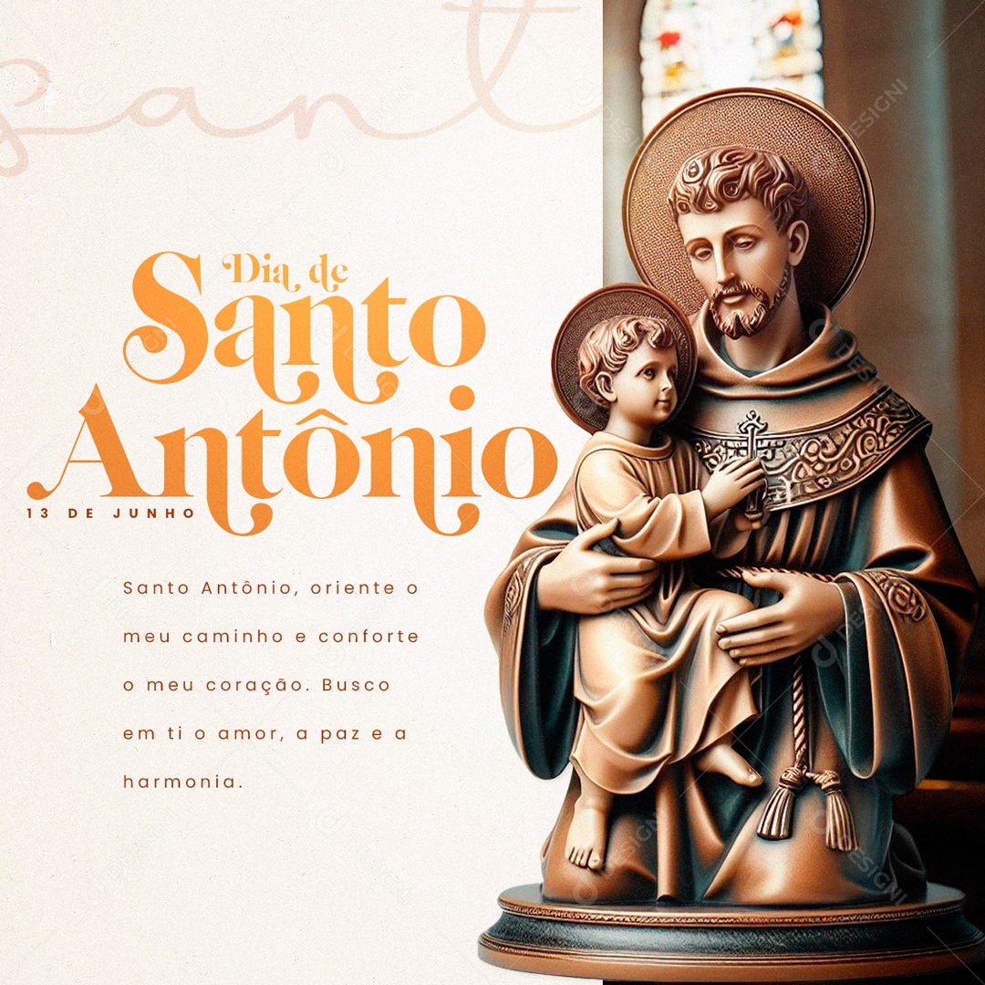 Dia de Santo Antônio 13 de Junho Oriente meu Caminho e Conforte meu Coração Social Media PSD Editável