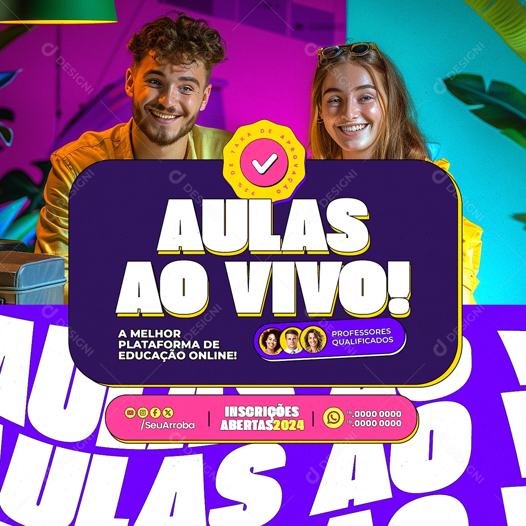 Aulas ao Vivo a Melhor Plataforma de Educação Online Social Media PSD Editável