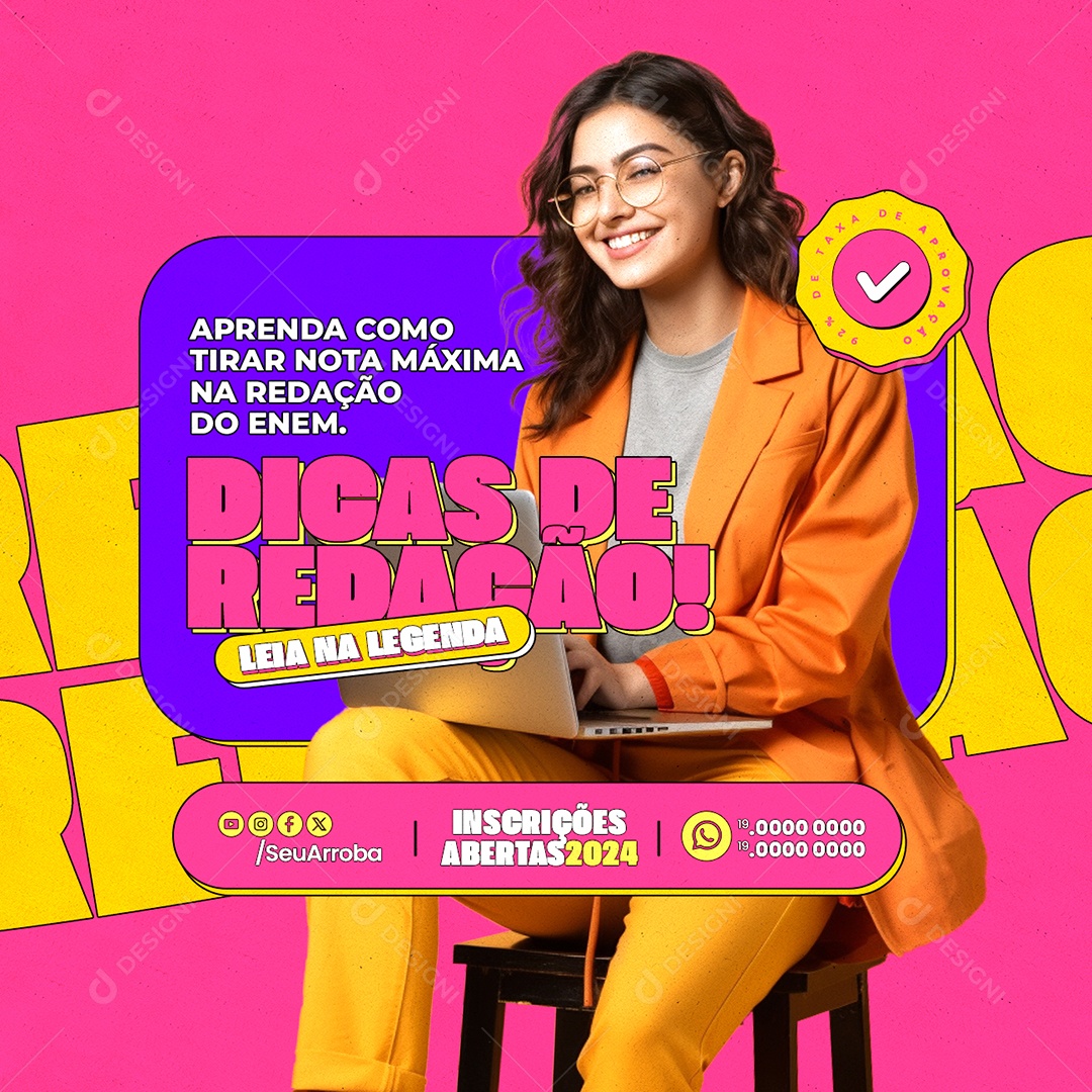 Dicas de Redação Leia a Legenda Social Media PSD Editável