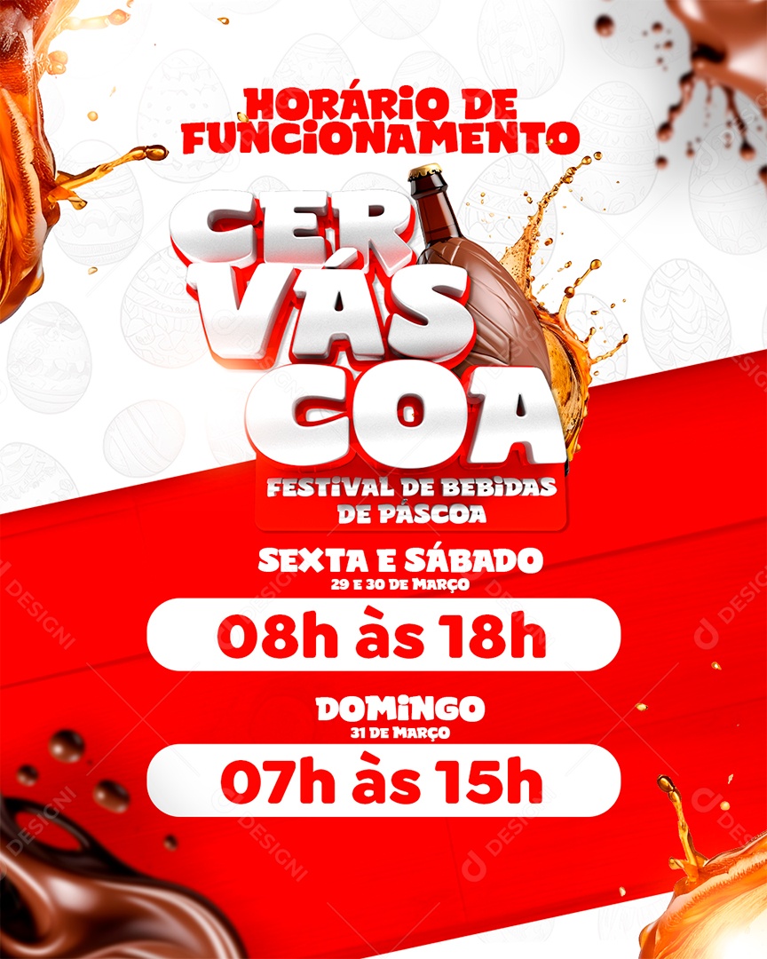 Horário de Funcionamento Cerváscoa Festival de Bebidas de Páscoa