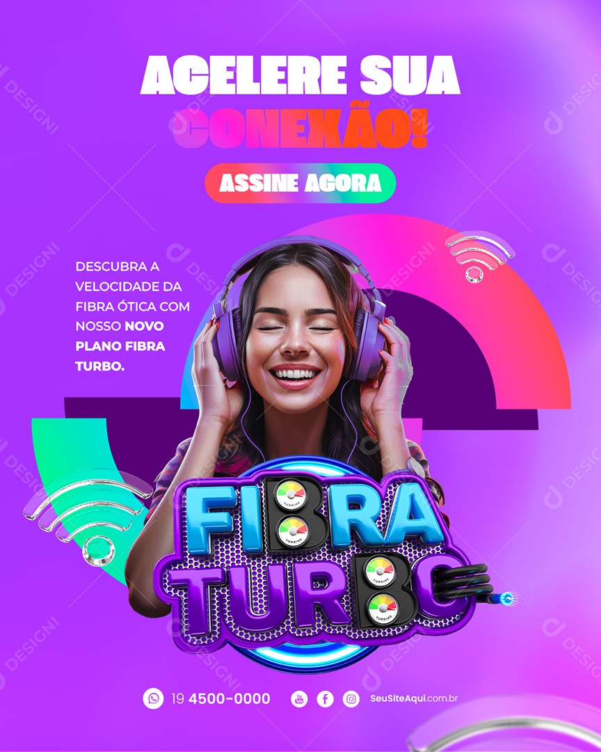 Fibra Turbo Acelere sua Conexão Social Media PSD Editável
