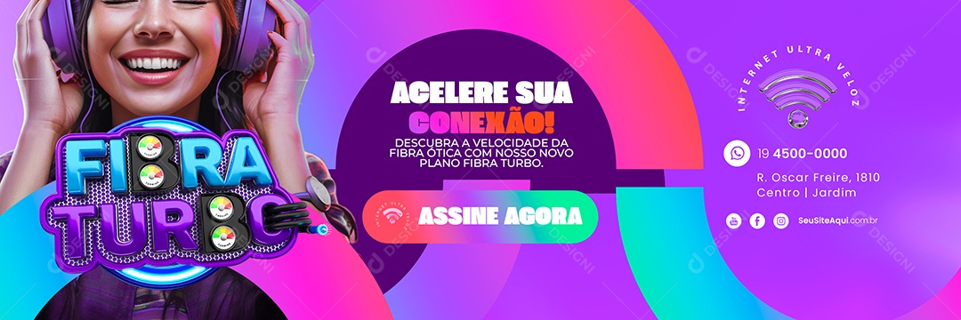Carrossel Fibra Turbo Acelere sua Conexão Social Media PSD Editável