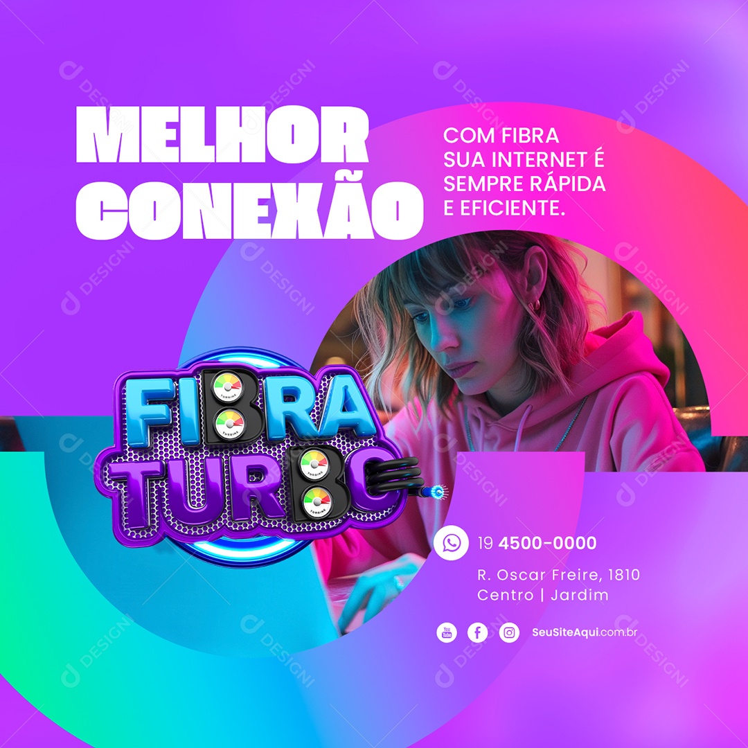 Fibra Turbo Melhor Conexão Social Media PSD Editável