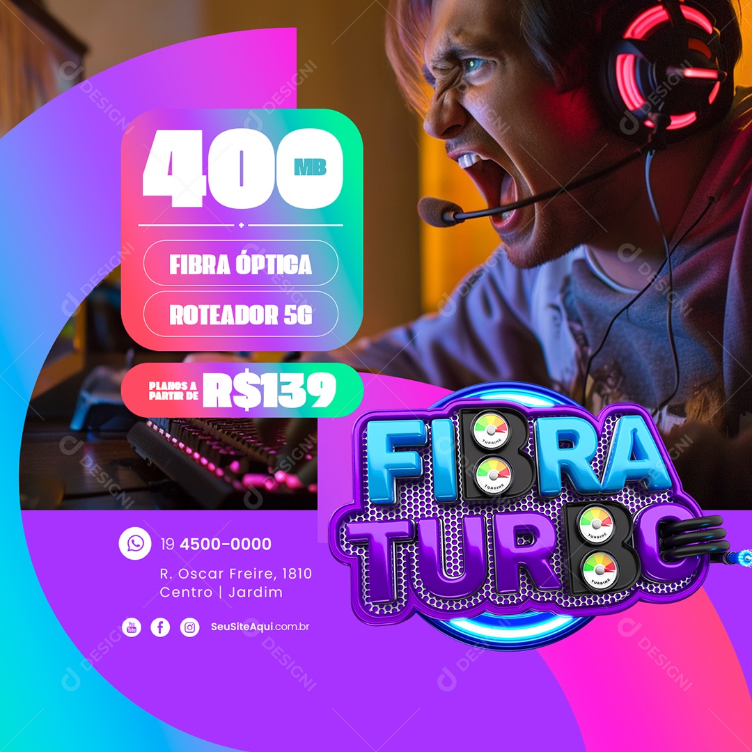 Fibra Turbo Social Media PSD Editável