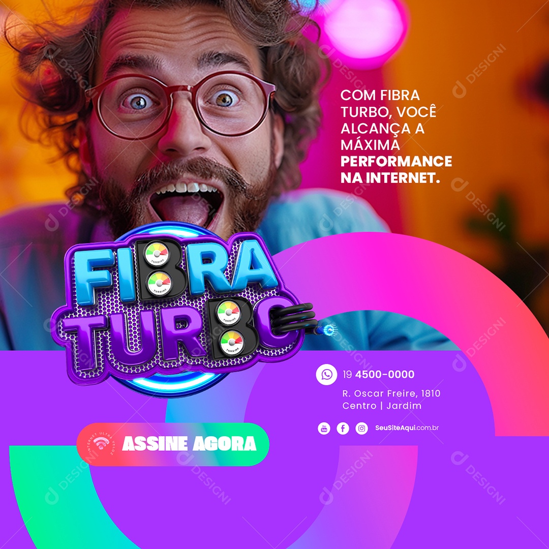 Fibra Turbo Você Alcança a Máxima Performace na Internet Social Media PSD Editável