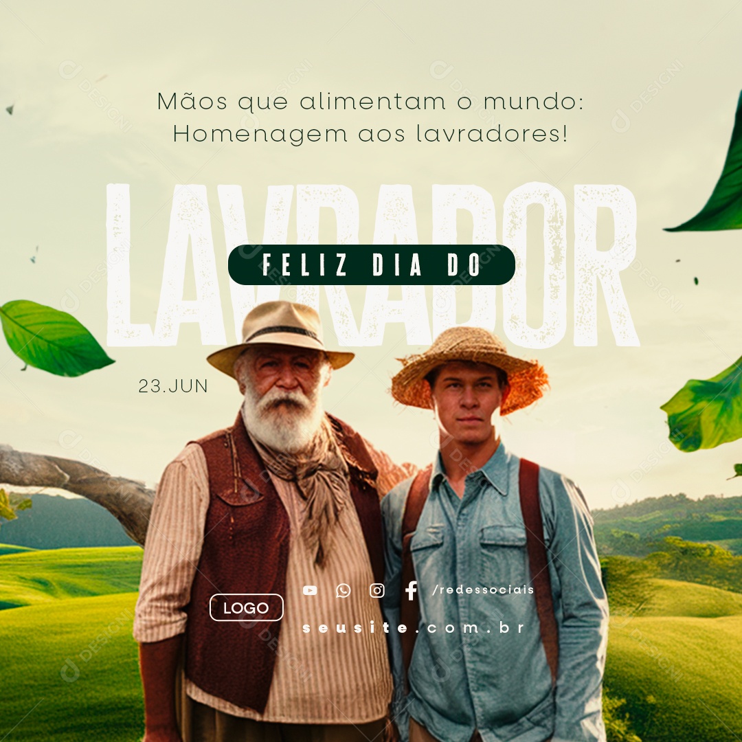 Dia do Lavrador 23 de Junho Mãos que Alimentam o Mundo Social Media PSD Editável