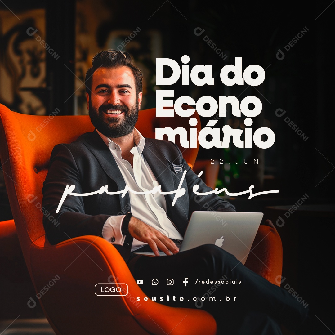 Dia do Economiário 22 de Junho Parabéns Social Media PSD Editável